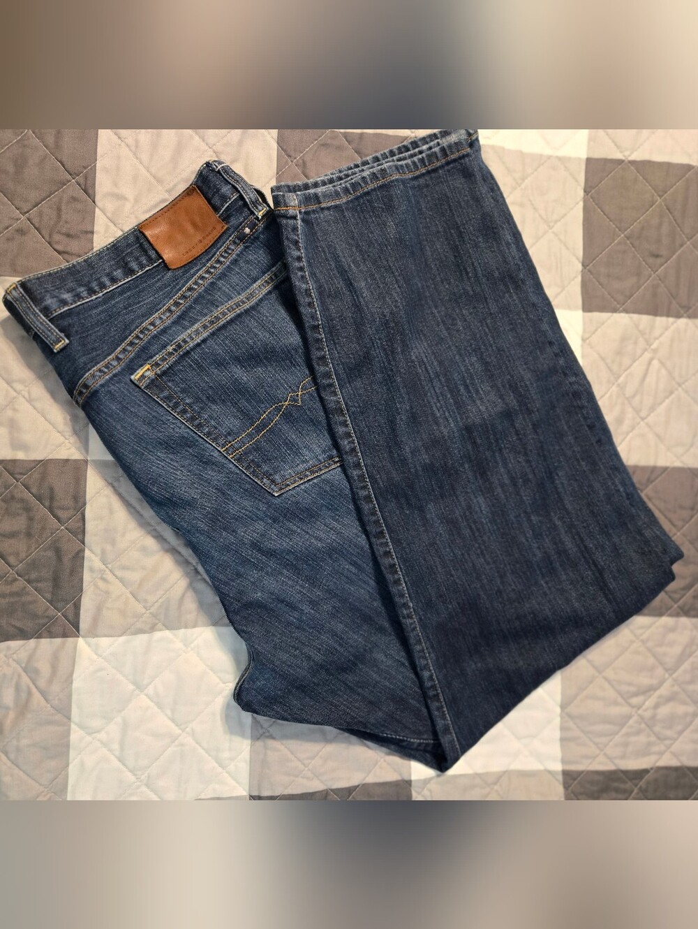Lucky Brand Men's Dark Blue Jeans with Leather Patch, 40X32